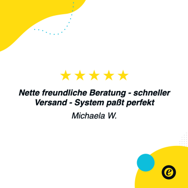 Fünf Sterne Bewertung für freundliche Beratung und schnellen Versand.